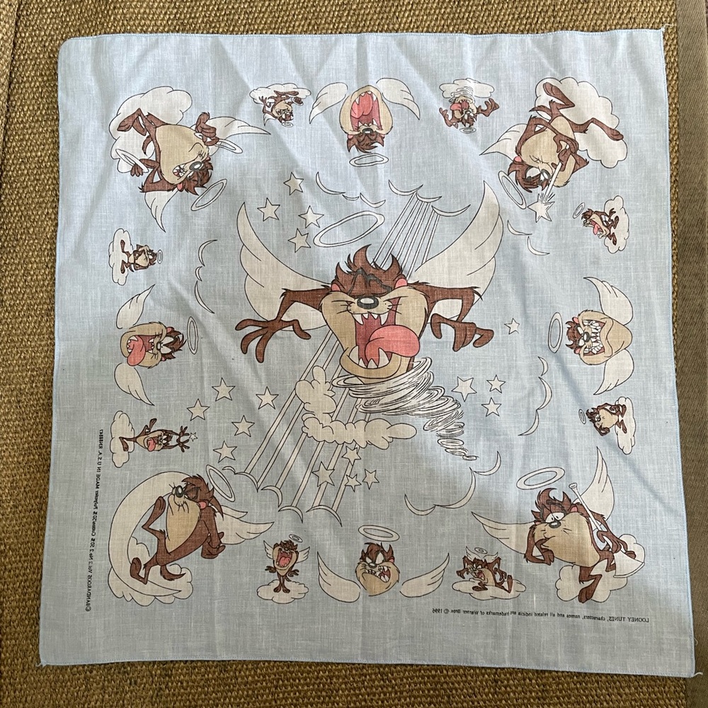 Vintage 1990s Looney Tunes Tasmania Devil Bandana - Picture 5 of 7